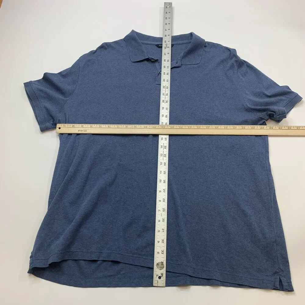 Banana Republic Performance Polo Shirt Men XL Extra Large Blue Cotton Vented Hem